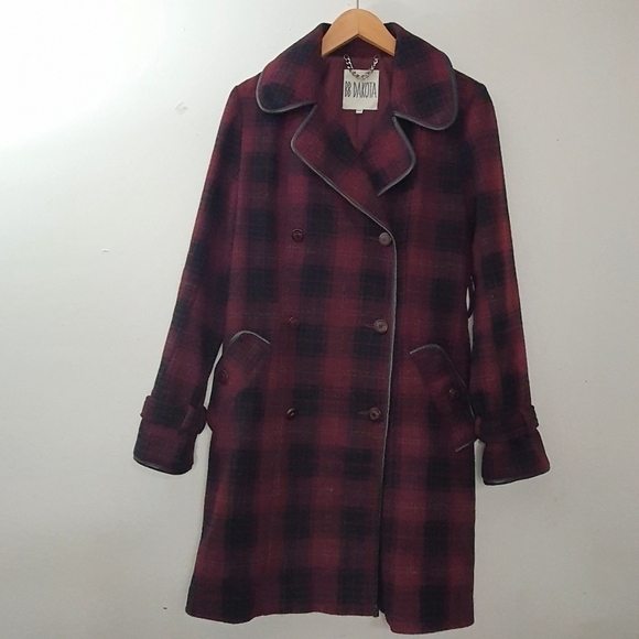 BB Dakota Nell Plaid Trench Coat Size L - Picture 1 of 11